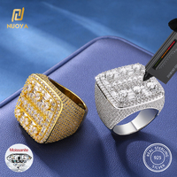 Bague Chevalière NUOYA en Argent Sterling 925 de Haute Qualité avec Moissanite Taille Baguette et Ronde, Bijou Tendance Style Rappeur, Cadeau pour Hommes et Femmes