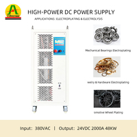 Alimentation électrique CC haute puissance haute fréquence 24V/2000A, tension et courant stabilisés, usage industriel, refroidissement forcé, efficacité 90%