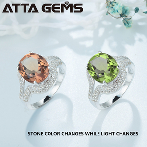 6.0 Carats 12*10Mm Hình Bầu Dục Cắt Thổ Nhĩ Kỳ Đồ Trang Sức Bán Buôn Vàng Mạ 925 Sterling Silver Bạc Zultanite Và Alexandrite Nhẫn - Product Image 2