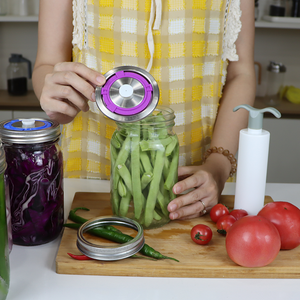 Cam turşu kavanozu vakumlama makinesi paslanmaz çelik kapaklar kullanımlık vakum kapakları kavanoz vakumlama makinesi kiti geniş ağız gümüş fermente kapaklar - Product Image 5