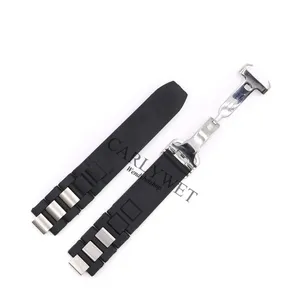 En Stock en EE. UU. y Libre de Impuestos para <span class=keywords><strong>Cartier</strong></span> 21 W10198U2 W10125U2 W10197U2 W10184U2 Correa de Reloj de <span class=keywords><strong>Caucho</strong></span> Negro de 20mm con Cierre Plateado - Product Image 6