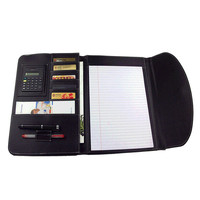Organizador personal de tres pliegues, administrador de carpetas de cuero multifunción de gama alta, organizador de documentos Padfolio, archivo de logotipo en relieve personalizado