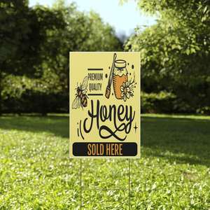 Meilleure vente : Panneau personnalisé pour apiculture, résistant aux intempéries, en Coroplast, pour extérieur, pelouse, apiculture, ferme, publicité et décoration, avec piquet métallique - Product Image 4