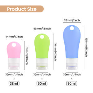 ขวดซิลิโคนพกพาสำหรับแชมพูแบบเติมได้ ป้องกันการรั่วซึม ได้รับการรับรองจาก TSA บีบง่าย พร้อมพวงกุญแจสำหรับเดินทาง ใช้สำหรับสบู่ในแคมป์ - Product Image 3