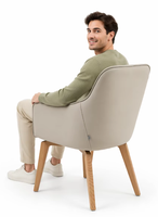 Chaise de salle à manger de luxe nordique avec accoudoirs, en tissu bicolore, pour la maison