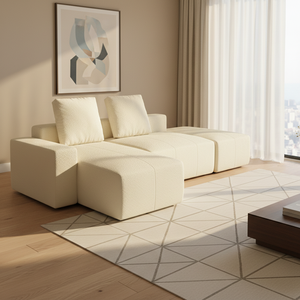 Fauteuil modulaire en forme de L en tissu éponge, style moderne, avec compression, pour salon - Product Image 3