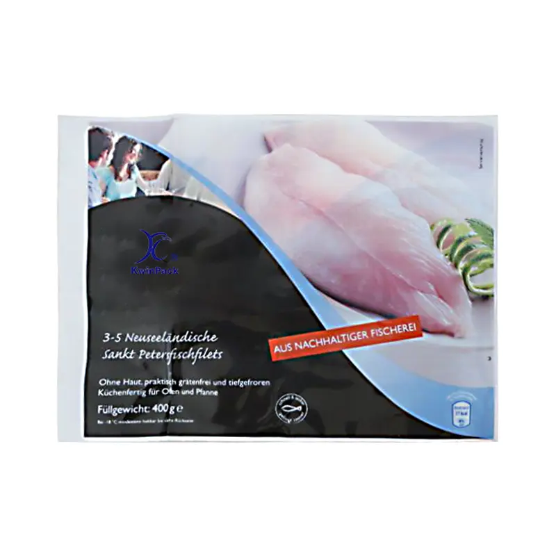 Bolsa de envasado de alimentos de pescado congelado resellable Paquete de carne congelada Bolsa de almacenamiento Congelador Vieiras Embalaje de mar congelado