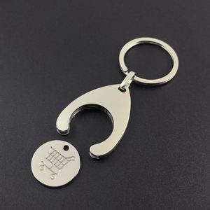 Bulk Metal OEM Engraving Card <b>Holder</b> Keychain Blank Euro Token Shopping Trolley <b>Key</b> Chain Ring Embossed Coin <b>Holder</b> Keychain - Product Image 3