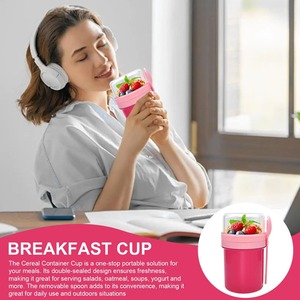 Convenient Double-Layer <b>Breakfast</b> Cup Leak-Proof Light Yogurt & Overnight Oat Salad Cups Kitchen Tableware-Injection PP - Product Image 3