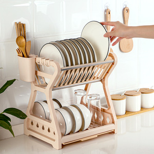 Metal and Plastic Kitchen Storage Rack Steel Dish Bowl Cups Spoon Organizer <strong>Counter</strong> Table <strong>Top</strong> Drain <strong>Shelf</strong> for Kitchen Storage - Product Image 3