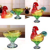 Boîte à bibelots décorative en verre vintage en forme de coq, accent de décoration intérieure