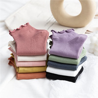 Chaussettes d'été pour femmes, mi-mollet, en coton, fines, absorbantes, à dentelle, style japonais tendance, style Instagram