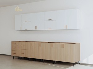 Meuble de cuisine basique modulaire en MDF/panneaux de particules, avec plan de travail, robinet, évier, charnières et revêtement <span class=keywords><strong>PVC</strong></span> étanche - Product Image 5