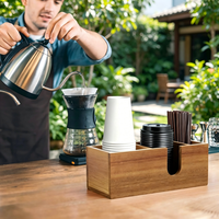 Support à tasses pour comptoir - Accessoires et organisateur de bar à café en bois - Organisateur de station à café pour tasses, couvercles, agitateurs et dosettes