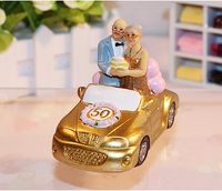 50e anniversaire Couple Figurines Happy 50 mariage anniversaire gâteau Topper pour anniversaire de mariage doré cadeaux romantiques