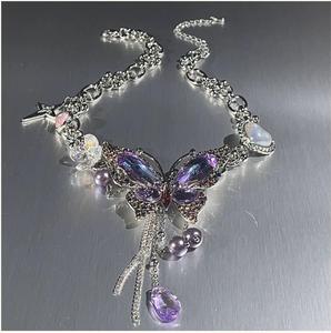 Gargantilla Zooying con Colgante de Mariposa Intrincada Tono Lavanda Cadena Ajustable Joyería Gótica Vintage Regalo para Mujer <span class=keywords><strong>Collar</strong></span> de Moda - Product Image 5