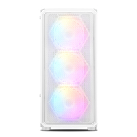 Boîtier de jeu ABKO G30 WH ATX Mid Tower, design en acier avec panneau frontal en mesh, côté en verre trempé, 6 ventilateurs RGB préinstallés, radiateur supérieur de 360 mm