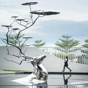 Estatua de Metal de acero inoxidable para jardín al aire libre, escultura abstracta y moderna, grande, a la venta - Product Image 3