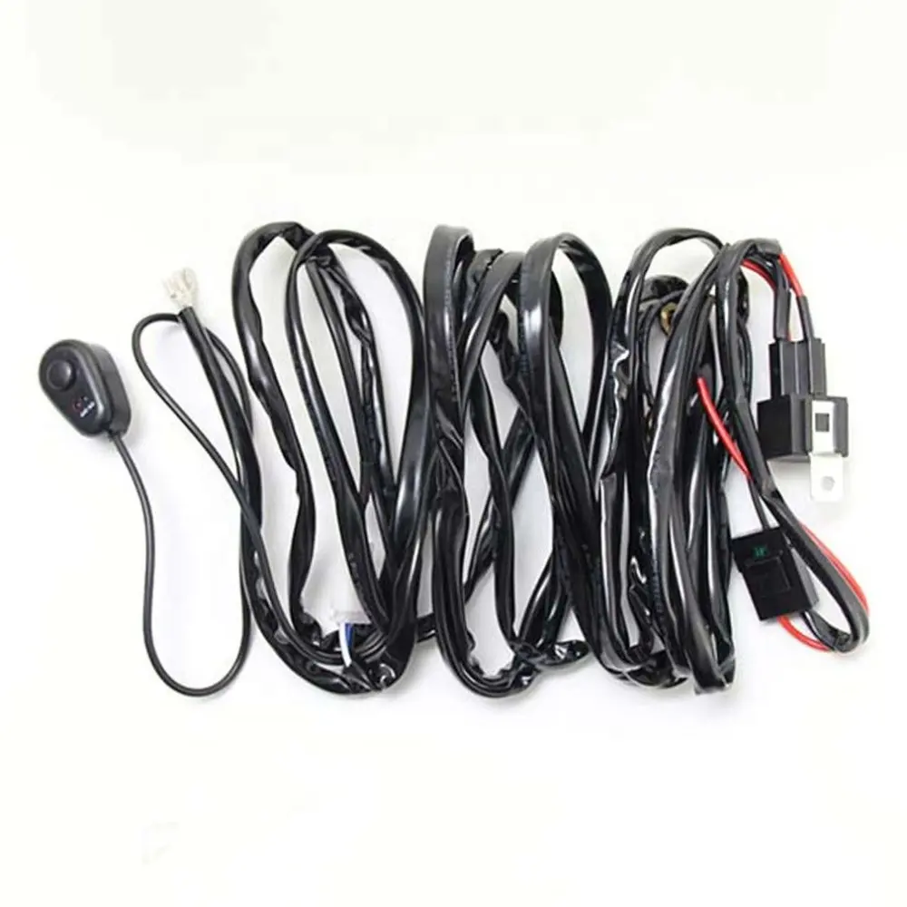 Lampu Kabut Mobil Universal 12V 40A, Kit Harness Kabel Otomatis untuk Kerja LED Bar Lampu Berkendara dengan Sekering Relay Saklar Penghubung