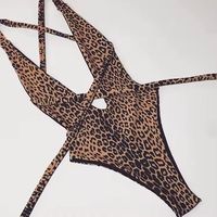 Brésil XXX Maillot de bain bikini sexy pour femme, string taille haute, imprimé léopard, monokini transparent