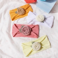 Bandana Jacquard bayi baru gaya Eropa bunga mawar bayi Bandana lebar lembut aksesori rambut anak putri lucu