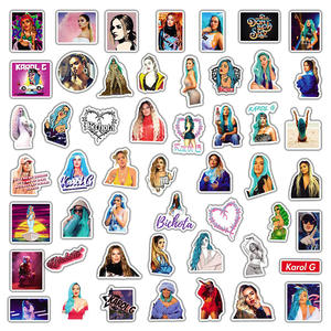 Pegatinas de vinilo de PVC de <span class=keywords><strong>Karol</strong></span> <span class=keywords><strong>G</strong></span> para decoración de fiestas, pegatinas de PVC para fans de álbumes de recortes de equipaje, 50 unidades - Product Image 2