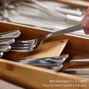 Bamboo <b>Kitchen</b> <b>Storage</b> <b>Box</b> 39.8 Cm Rectangular With Compartments Drawer Organizer - Product Image 4
