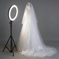 Ring Light LED Tri-Color 24W 300mm, Temperatur Warna Dapat Diatur, Kontrol Kabel, Baterai, Material ABS, 5V, untuk Fotografi Kamera