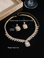 Parure de bijoux de luxe en cuivre et zircon, collier statement et boucles d'oreilles pendantes, cadeau de fiançailles ou de mariage pour femme