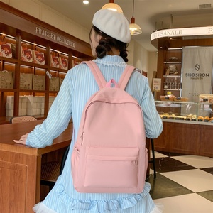 Solid Color Simple Design College Student School Travel Bag Burden Reduction Casual Large-Capacity Nylon <strong>Backpack</strong> - Product Image 4