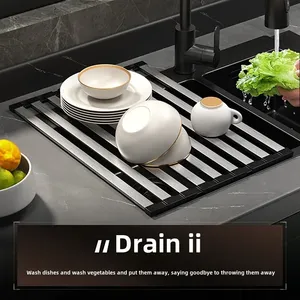 Stainless Steel <b>Collapsible</b> Telescoping Drain Rack for Chopsticks Dish Organizer Basket Kitchen <b>Storage</b> Rack - Product Image 3