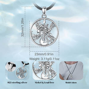 Merryshine Trendy 925スターリングシルバーミュージック恋人ギター型ペンダントネックレスリンクチェーンファッショナブルなジュエリー - Product Image 4