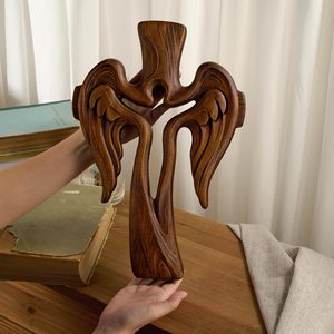 Décoration murale en bois en forme de croix d'ange, crucifix mural de Jésus, 14 pouces, fait main, avec crochet, cadeau chrétien, <span class=keywords><strong>Ascension</strong></span> de Jésus - Product Image 5