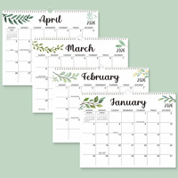 Calendrier mural 2026 en gros, mensuel, anglais, à spirale, moderne, avec feuilles détachables, pour le bureau ou comme cadeau