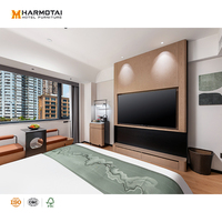 Wandmontierter Einbau-TV-Schrank & Beweglicher Mini-Bar-Schrank, Wohnzimmer Maßgefertigte Moderne Urbane Hotel FF&E Möbel HARMOTAI