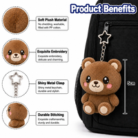 Porte-clés personnalisé en peluche ours brun 5 cm, mini ours en peluche, breloque de sac, jouet doux, pendentif, OEM ODM, logo personnalisé