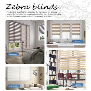 Stores occultants Fortune Zebra avec <span class=keywords><strong>rideaux</strong></span> semi-transparents intégrés, électriques, modernes, à motif vertical uni, en polyester - Product Image 5