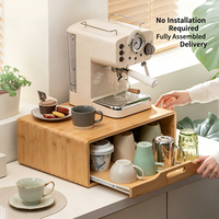 Support de rangement en bambou pour machine à café, avec tiroir, pour tasses et mugs, idéal pour la maison, le bureau, le café ou le bar