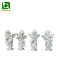 Statue d'ange miniature sculptée à la main en marbre grandeur nature pour la décoration extérieure de jardin ou d'église