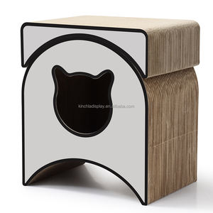 2-in-1 mewah berkelanjutan kucing Scratcher menara Petree furnitur rumah bentuk gunung kertas bergelombang Post bermain mainan gaya kayu kucing - Product Image 2