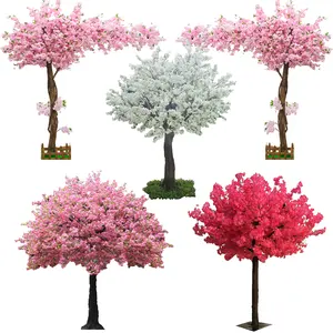 Pohon sakura imitasi besar, dekorasi pohon sakura pernikahan buatan cabang pohon bunga sakura besar tahan api