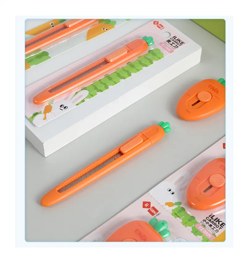 ใบมีดแบบเปลี่ยนได้สีแครอท,มีดเครื่องเขียนที่ตัดกระดาษน่ารัก