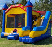 Commerciële buiten springkussen combinatie met glijbaan voor kinderen en volwassenen