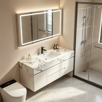 Meuble-lavabo mural contemporain en dalle de roche pour hôtels et appartements locatifs – Vente directe usine