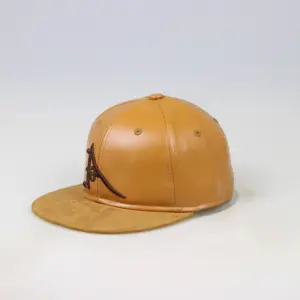도매 사용자 정의 3D 자수 로고 고정 폐쇄 고품질 PU 가죽 스냅 백 모자