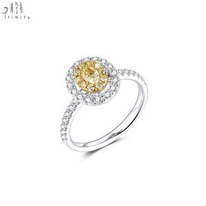 เครื่องประดับหรูหราทำมือระดับไฮเอนด์ ทองคำแท้ 18K เพชรแท้สีเหลืองธรรมชาติ 0.2 กะรัต พร้อมแหวนเพชรธรรมชาติสำหรับผู้หญิง เป็นของขวัญ - Product Image 2