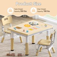 Ensemble table et chaises réglables en hauteur pour enfants de 3 à 8 ans, table d'arts et d'artisanat facile à essuyer, pour salles de classe/garderies