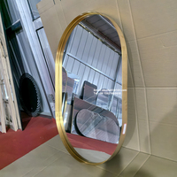Grand miroir décoratif mural rond en aluminium doré avec cadre décoratif artistique miroir ovale carré à cercle profond pour le salon