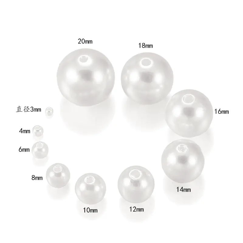 Bestone-perlas de imitación de plástico Abs para fabricación de joyas, perlas blancas de alta calidad con agujero redondo recto de 6mm