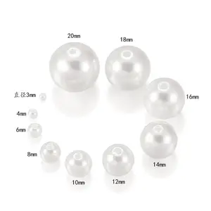 Bestone High Quality White Peals 6mm Round Straight Hole Abs Plastic Imitation Pearl Beads For Jewelry Making